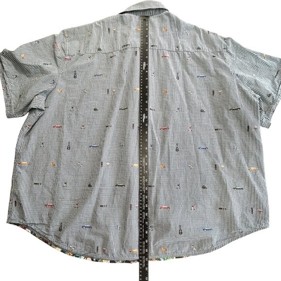 Robert Graham Short Sleeve Check, Cars, Booze, Cigar Button Down Men's Sz 3XL - Picture 3 of 11